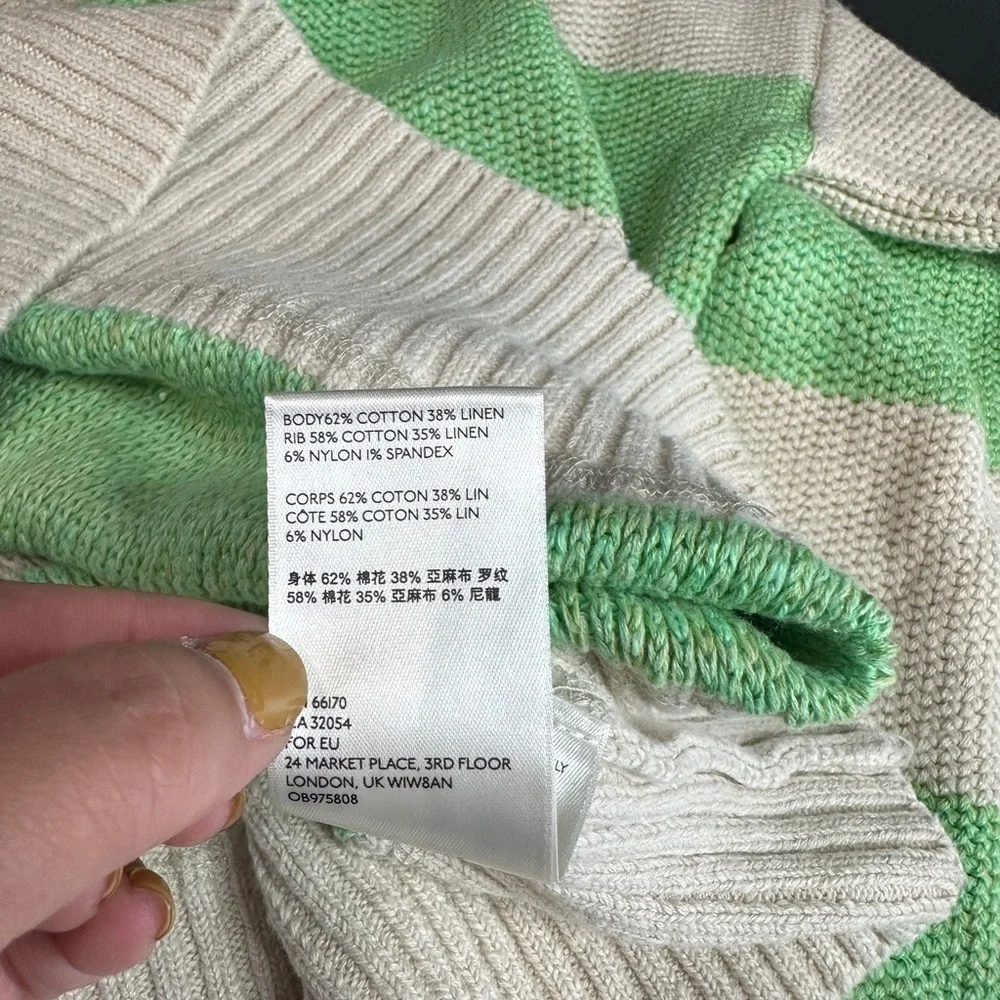 NWT Free People Cassidy Off Shoulder Sweater Striped Wild Green Combo XS